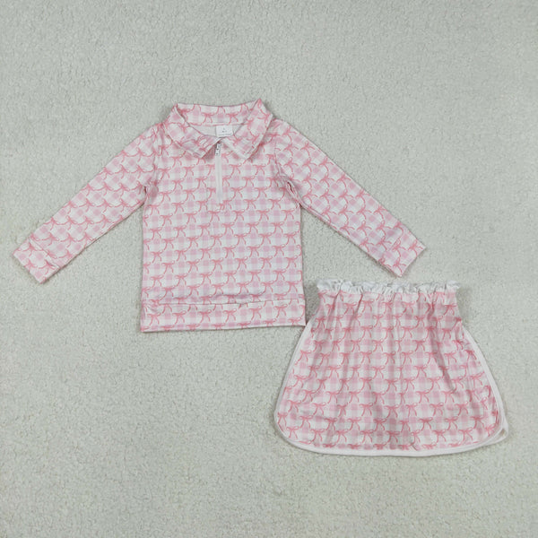 GLD1014 RTS  toddler girl clothes pink floral girl winter outfit skirt set