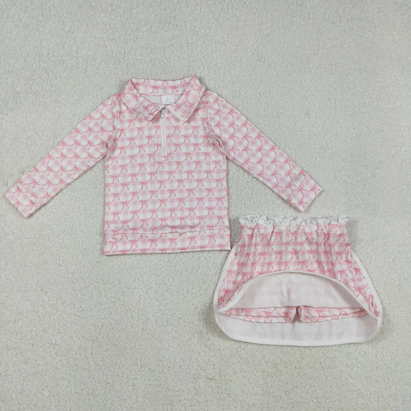 GLD1014 RTS  toddler girl clothes pink floral girl winter outfit skirt set