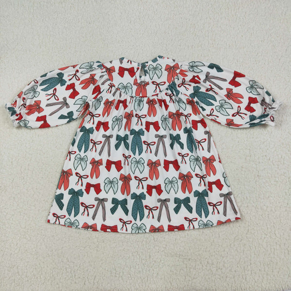 RTS kids matching clothing embroidered bow print clothing girl christmas winter clothing-2025.9.5