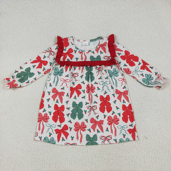 RTS kids matching clothing bows print clothing girl christmas winter clothing-2025.7.19