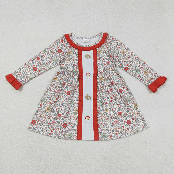 GLD1062  girl christmas clothes santa claus girl christmas dress embroidery