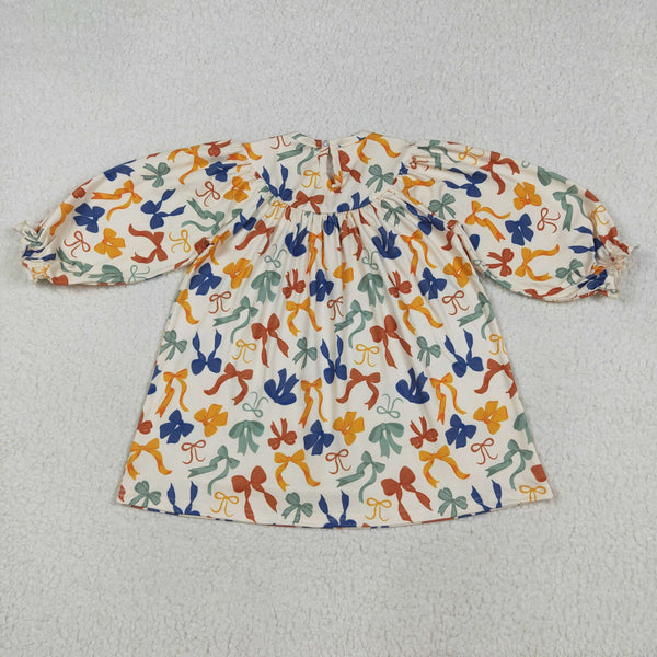 GLD1086 RTS baby girl clothes thanksgiving dress bow winter dresses