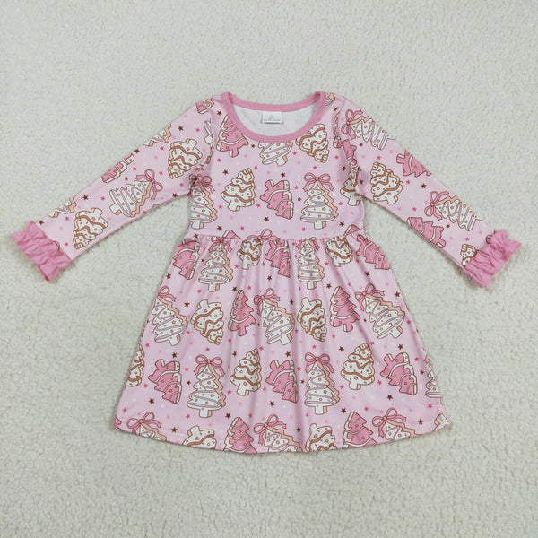GLD1124 RTS  girl clothes pink cakes tree girl christmas winter dress