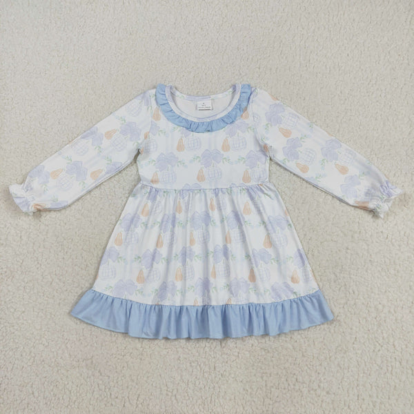 LR2312 RTS Girl Winter Bubble Winter Onesie Blue Floral Clothes