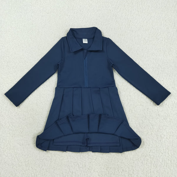 GLD1151 RTS toddler clothes blue baby girl winter dress yoga clothes