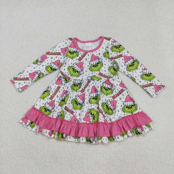 GLD1234 RTS girl clothes  cartoon print girl christmas winter dress