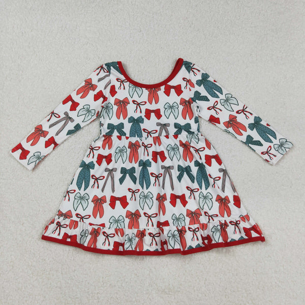 GLD1250 RTS toddler girl clothes bows girl christmas winter dress