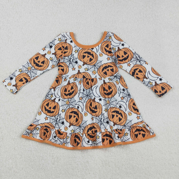 GLD1258 RTS toddler clothes pumpkin baby girl halloween winter dress