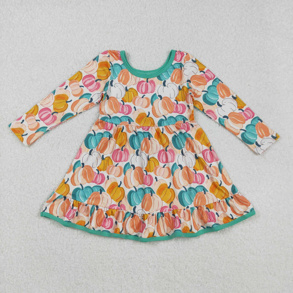 GLD1264 RTS toddler clothes pumpkin baby girl halloween dress