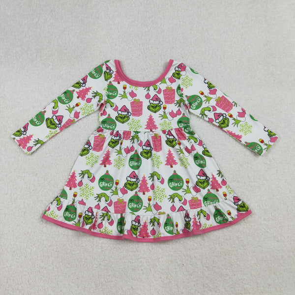 GLD1277 RTS girl clothes cartoon girl christmas winter dress