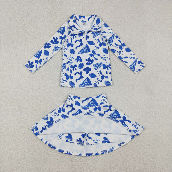 GLD1283 RTS toddler girl clothes go team girl short skirt outfit yoga clothes