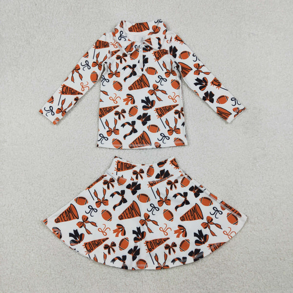 GLD1285 RTS  toddler girl clothes go team girl short skirt outfit yoga clothes