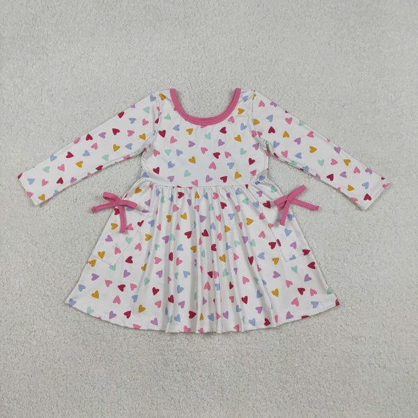 GLD1428 RTS  toddler girl clothes heart print girl valentine's day dress