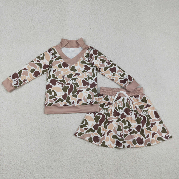 GLD1480 RTS baby girl clothes camo print toddler girl skirt outfit hunting clothing