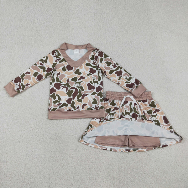 GLD1480 RTS baby girl clothes camo print toddler girl skirt outfit hunting clothing