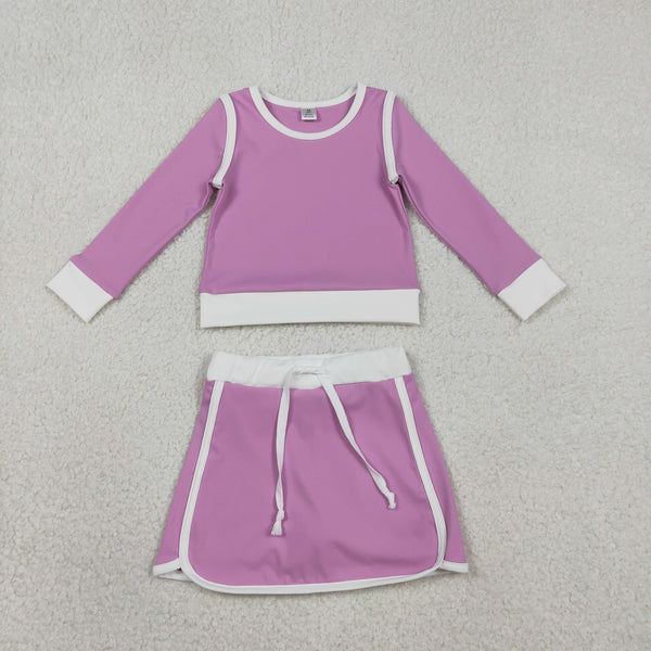 GLD1484 RTS baby girl clothes purple  toddler girl yoga skirt outfit sports clothing set