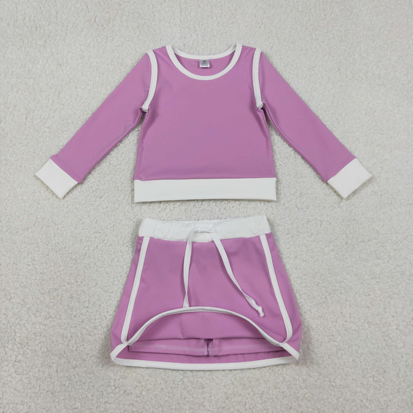 GLD1484 RTS baby girl clothes purple  toddler girl yoga skirt outfit sports clothing set