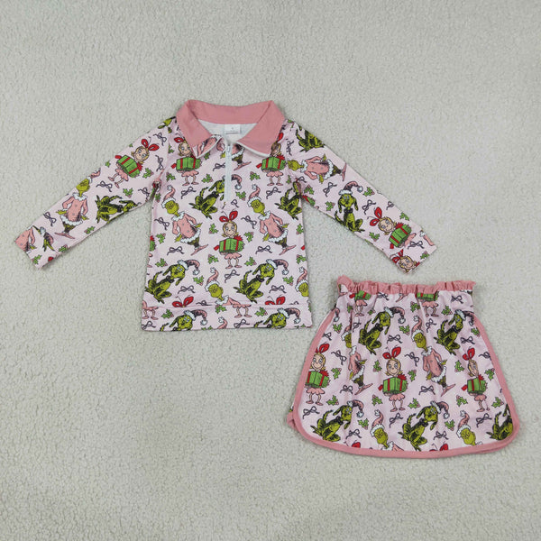 RTS GLD1610 baby girl clothes cartoon toddler girl skirt outfit christmas outfit