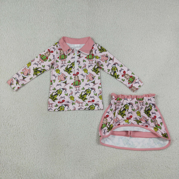 RTS GLD1610 baby girl clothes cartoon toddler girl skirt outfit christmas outfit