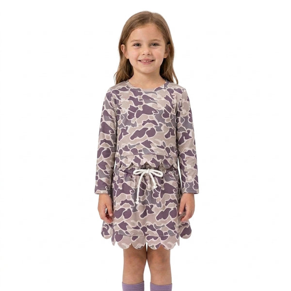RTS GLD1614 toddler girl clothes camo sports clothing set quick dry scallop skirt set