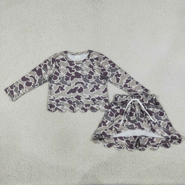 RTS Matching clothing kids girl camo winter outfit yoga sports clothing set‑2026.9.4
