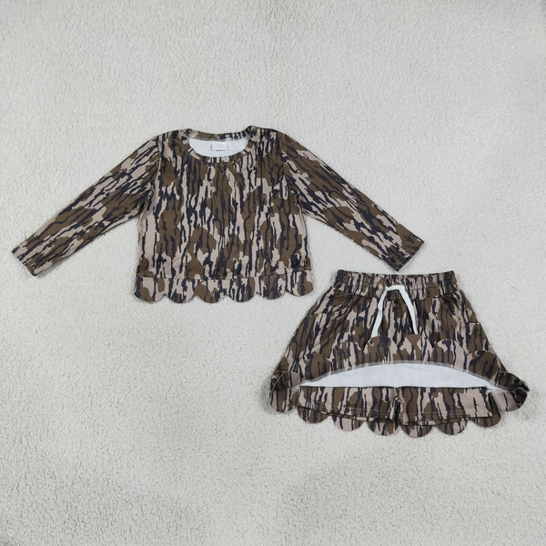 GLD1615 RTS baby girls clothes camo scalloped girl winter outfit clothing set