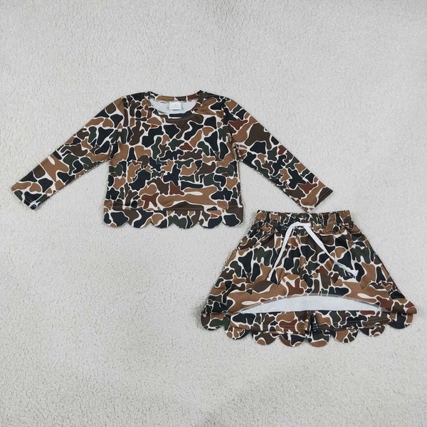 RTS Matching clothing kids girl camo winter outfit yoga sports clothing set‑2026.9.4