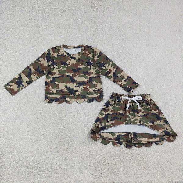 GLD1620 RTS baby girls clothes camo scalloped girl winter outfit clothing set