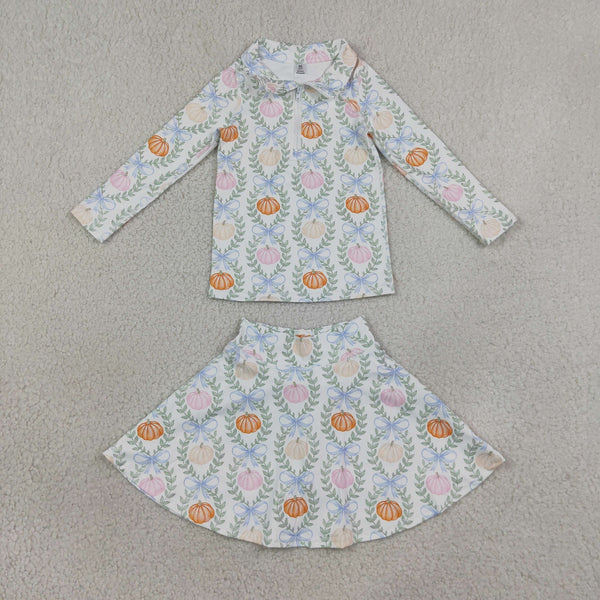 GLD1635 RTS kids girl clothes yoga pumpkin halloween toddler girl yoga sports clothing set