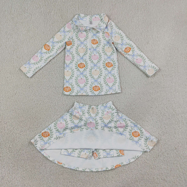 GLD1635 RTS kids girl clothes yoga pumpkin halloween toddler girl yoga sports clothing set
