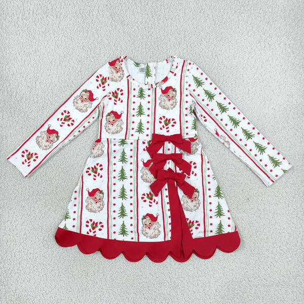 RTS GLD1650 toddler girl clothes Christmas print long sleeve scallop yoga dress sports dress