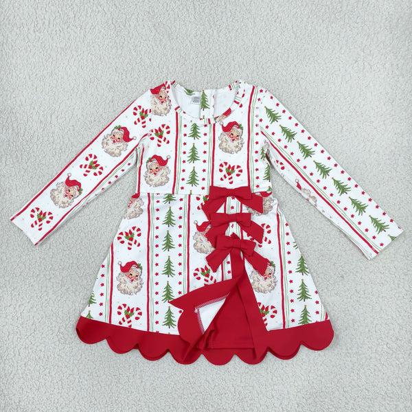 RTS GLD1650 toddler girl clothes Christmas print long sleeve scallop yoga dress sports dress
