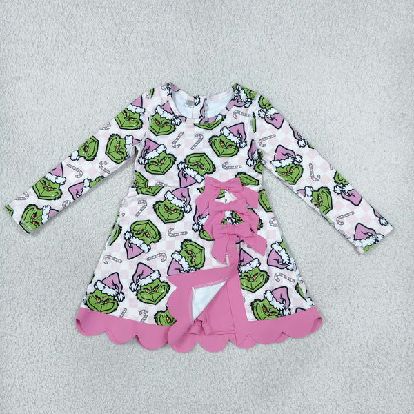 RTS GLD1651 toddler girl christmas clothes cartoon long sleeve scallop yoga dress sports clothes