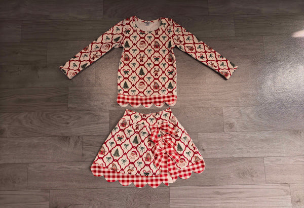 no MOQ GLD1676 pre-order baby girl clothes santa print toddler girl christmas yoga skirt outfit-real pic 2026.9.10