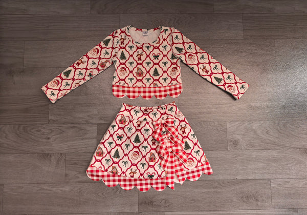 no MOQ GLD1676 pre-order baby girl clothes santa print toddler girl christmas yoga skirt outfit-Real pic 2026.8.13