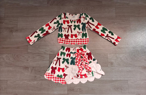 no MOQ GLD1677 pre-order baby girl clothes bows print toddler girl christmas yoga skirt outfit-Real pic 2026.8.13