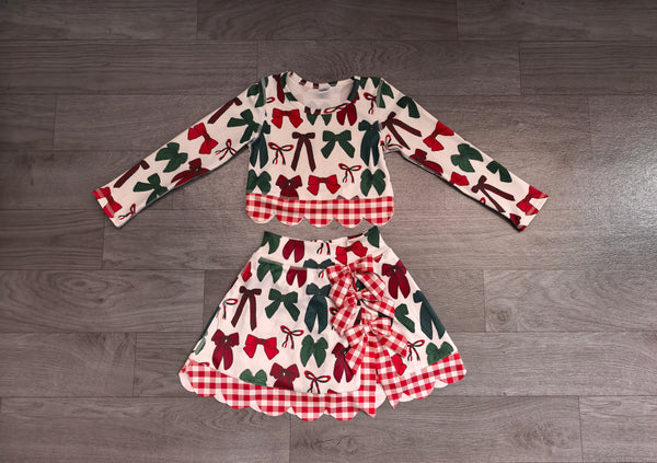 no MOQ GLD1677 pre-order baby girl clothes bows print toddler girl christmas yoga skirt outfit-Real pic 2026.8.13