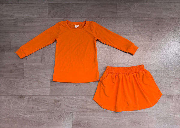 no MOQ GLD1696 pre-order baby girl clothes orange print toddler girl skirt outfit-real pic 2026.8.23