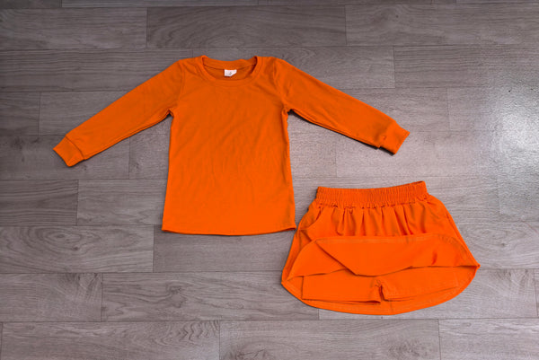 no MOQ GLD1696 pre-order baby girl clothes orange print toddler girl skirt outfit-real pic 2026.8.23