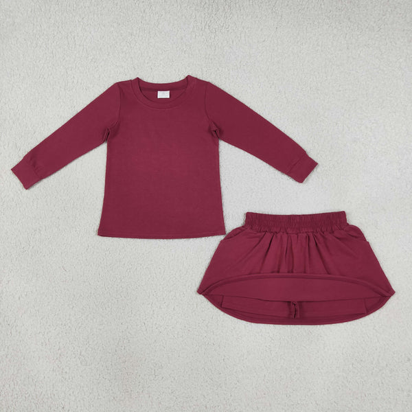 RTS Matching clothing kids fall solid toddler girl long sleeve top and skirt-2026.10.7