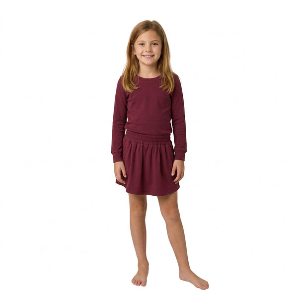 RTS GLD1697 toddler girl clothes cotton solid maroon long sleeve skirt outfit winter  clothing set