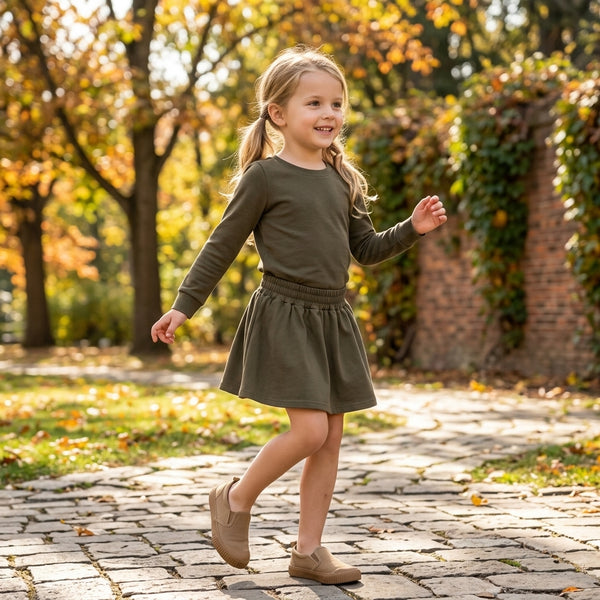 RTS GLD1698 baby girl clothes solid print long sleeve top skirt