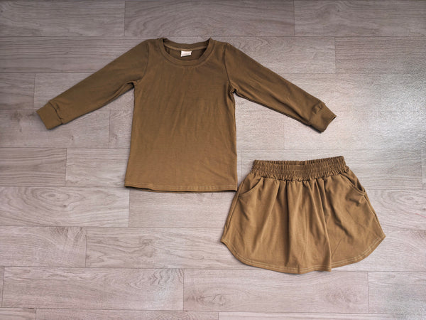 no MOQ GLD1698 pre-order baby girl clothes green print toddler girl skirt outfit-real pic 2026.8.24