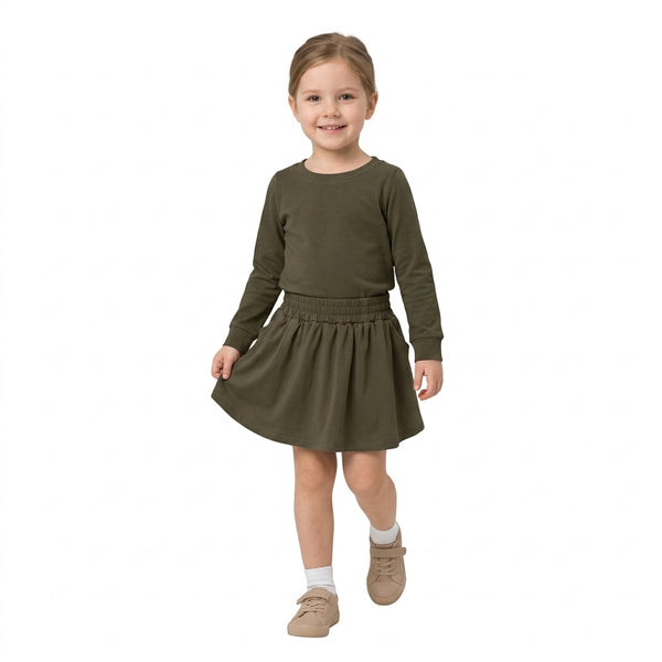 RTS GLD1698 baby girl clothes solid print long sleeve top skirt