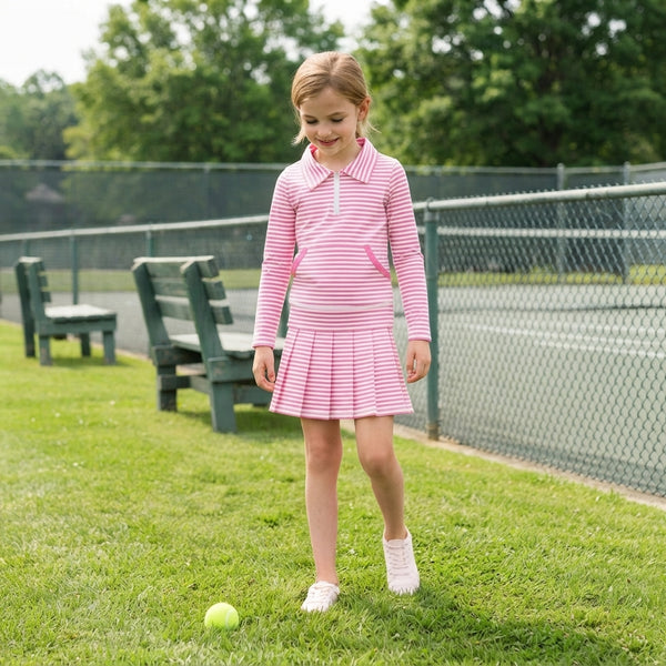 RTS GLK0335 toddler girl yoga clothes pink stripe skirt