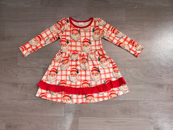 no MOQ GLD1710 pre-order  toddler girl clothes santa print girl christmas dress-Real pic2026.8.10