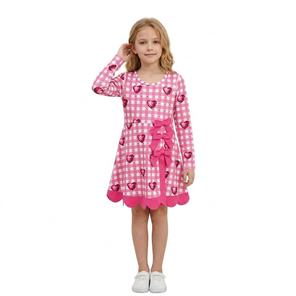 RTS GLD1750 toddler girl clothes heart long sleeve yoga dress Valentines Clothes sports clothes