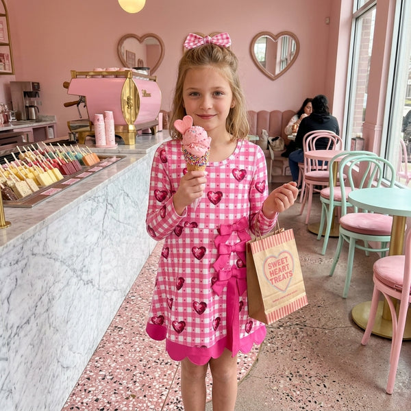 RTS GLD1750 toddler girl clothes heart long sleeve yoga dress Valentines Clothes sports clothes