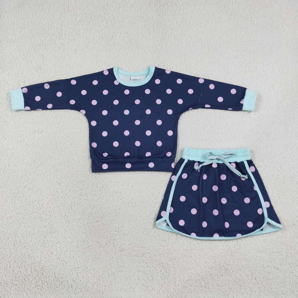 RTS GLD1762 baby girl clothes polka dot print long sleeve top skirt