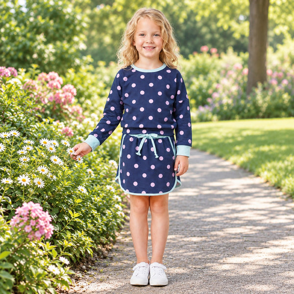 RTS GLD1762 baby girl clothes polka dot print long sleeve top skirt